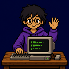 developer waving with coffee and the computer facing away towards the viewer