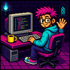 developer waving with coffee and their arm is backwards